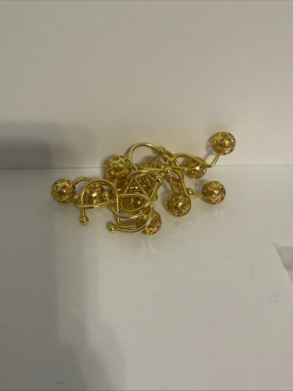 Gold Decorative Shower Curtain Hooks - Elegant Metal Design